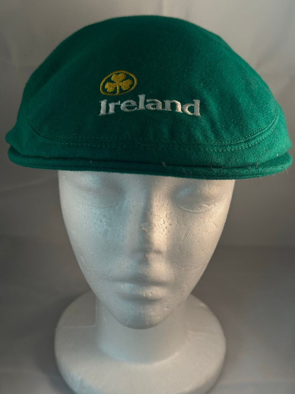 Vintage Ireland Wool Newsboy Flat Cap Green Shamrock Shandon Headwear Cork